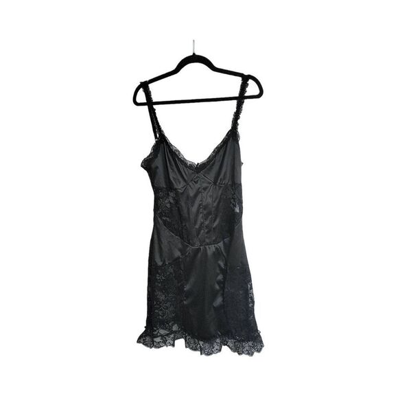 Dolls Kill Dresses & Skirts - NWT~DOLLS KILL WIDOW Called to Invite You Black Satin Mini Dress Sz XL